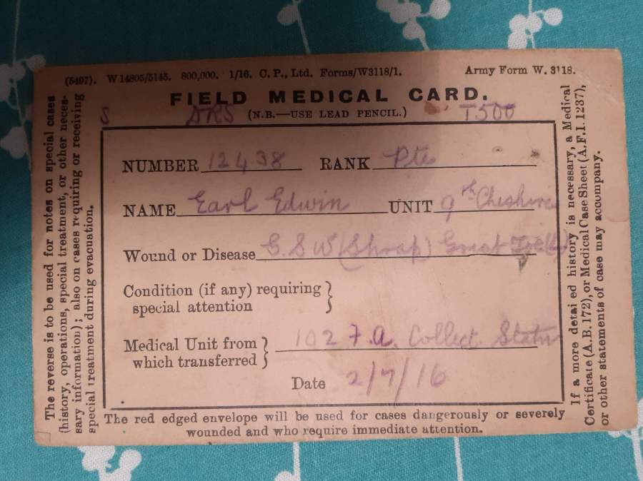 Field Medical Card 1916